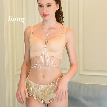 Crystal Tassel Bra & Thong Body Chain