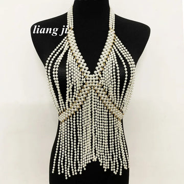 Simulated Pearl Bra Body Chain