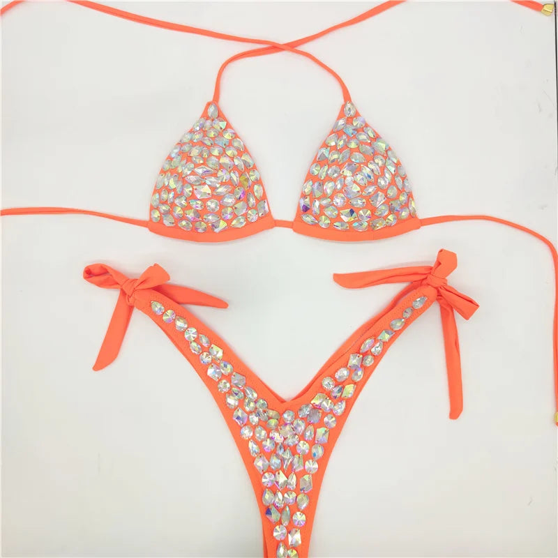 Premium All-Over Rhinestone Glamour Bikini Set – High-Brilliance Crystal Bling Swimwear & Exotic Intimate Set for Beach Clubs & Raves  Product Description