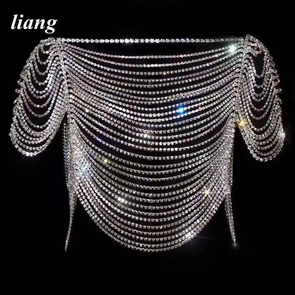 Rhinestone Fringe Vest & Skirt Body Jewelry