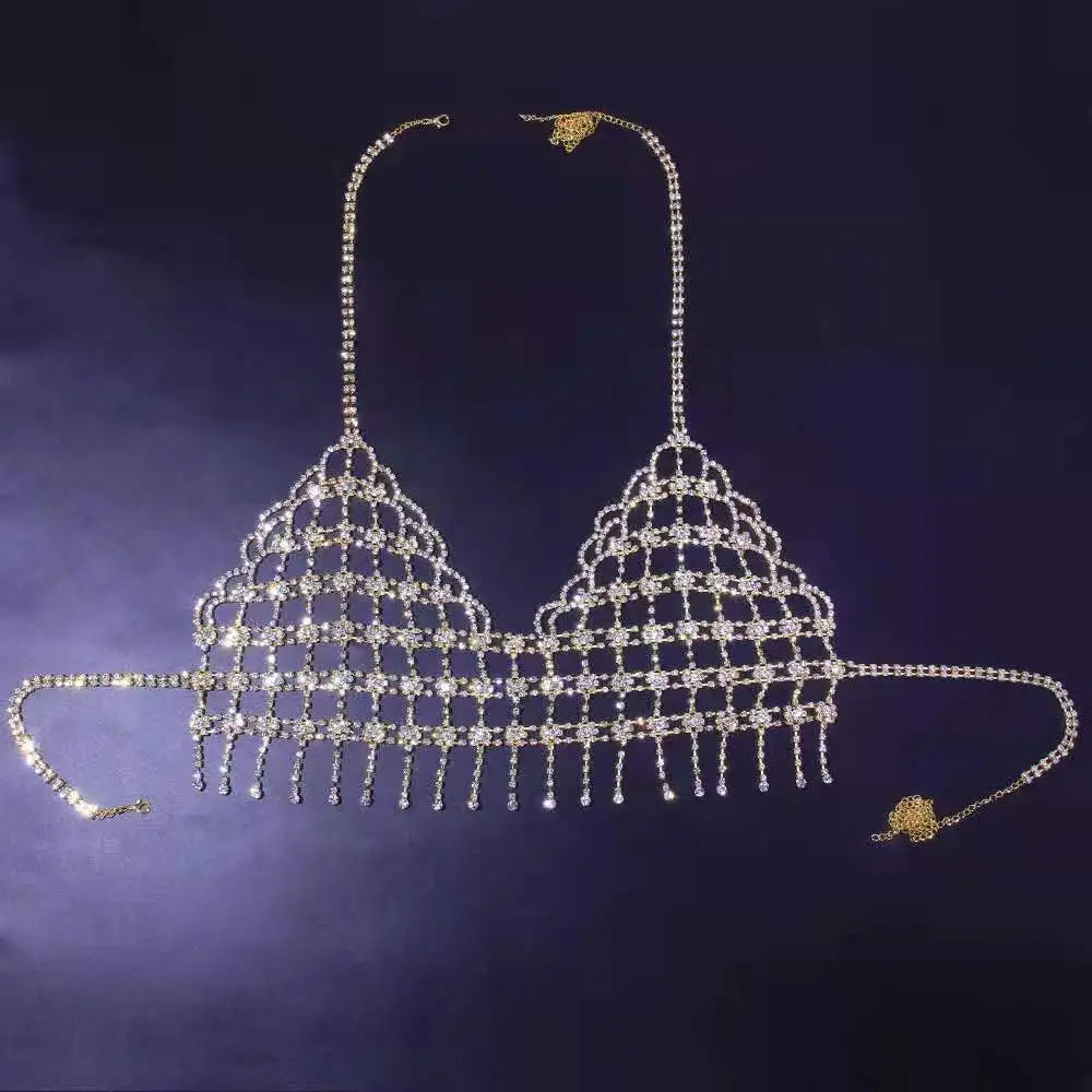 Openwork Teardrop Crystal Bra Body Chain