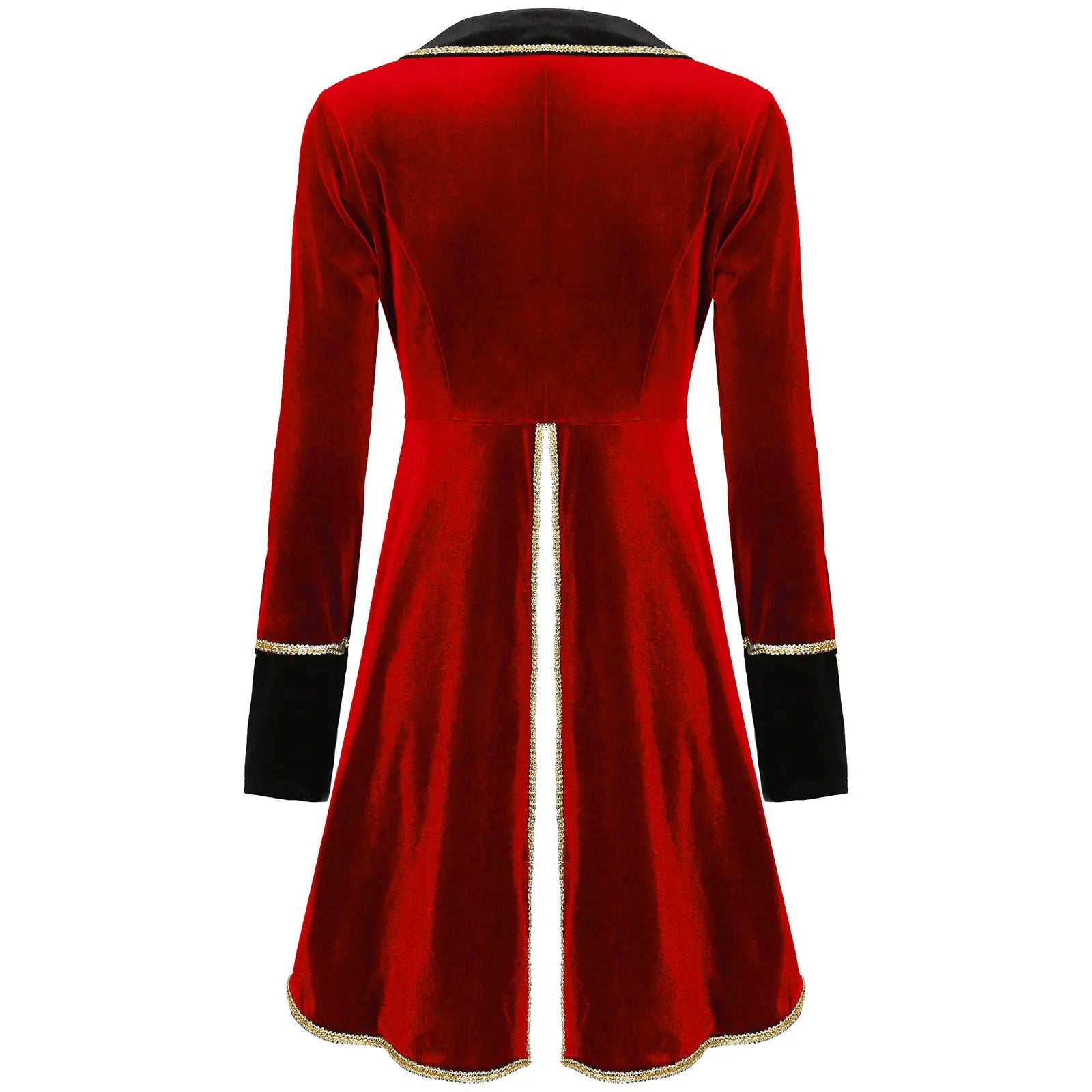 Velvet Circus Ringmaster Gold-Trimmed Swallow-Tail Blazer Coat