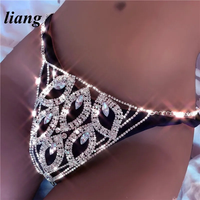 Rhinestone Leaf Bra & Thong Body Chain