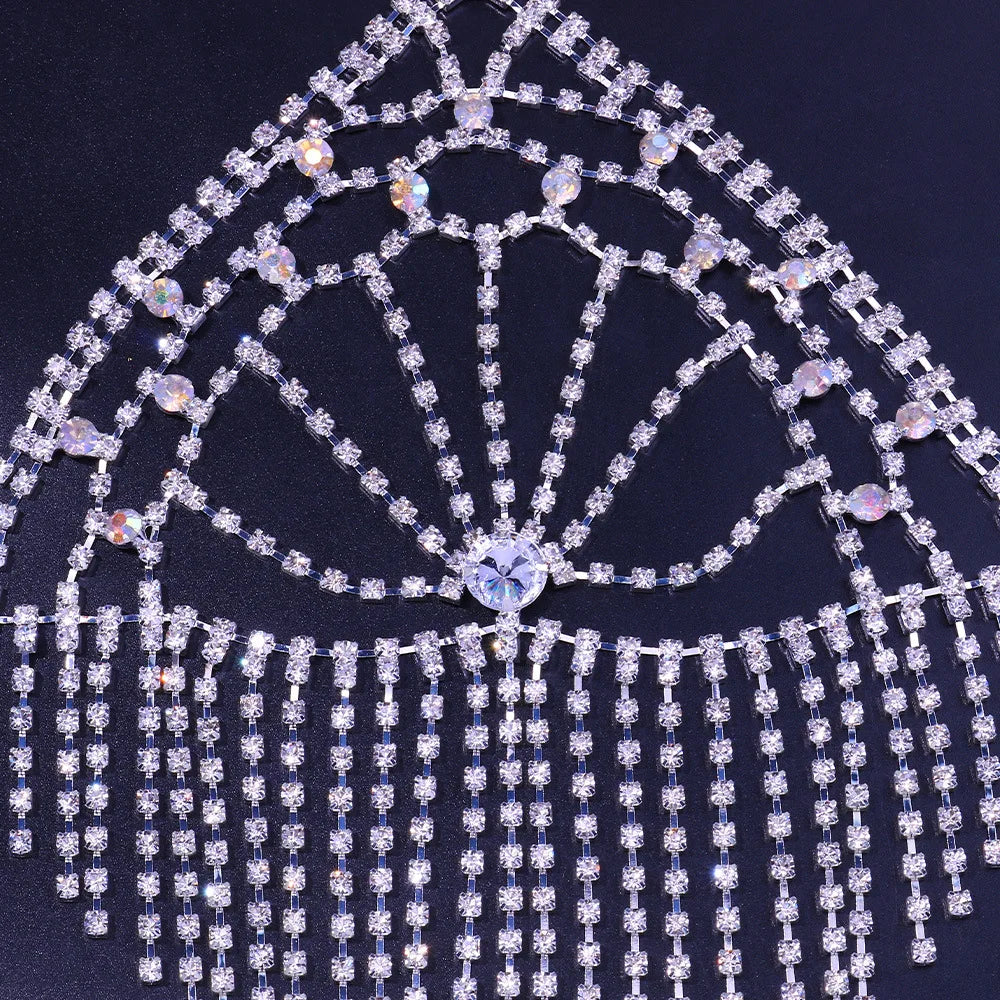 Dazzling Multilayer Crystal Tassel Waist & Bikini Bra Body Chain Jewelry