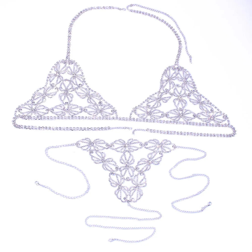 Geometric Crystal Bra & Thong Body Jewelry