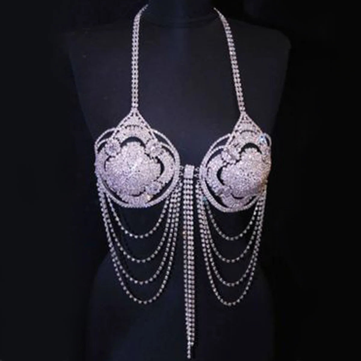 Multilayer Crystal Tassel Bra & Thong Jewelry