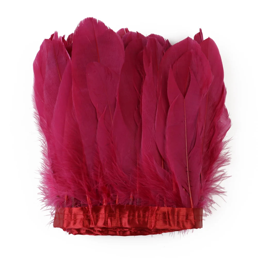 Natural Dyed Goose Feather Trim Fringe Ribbon