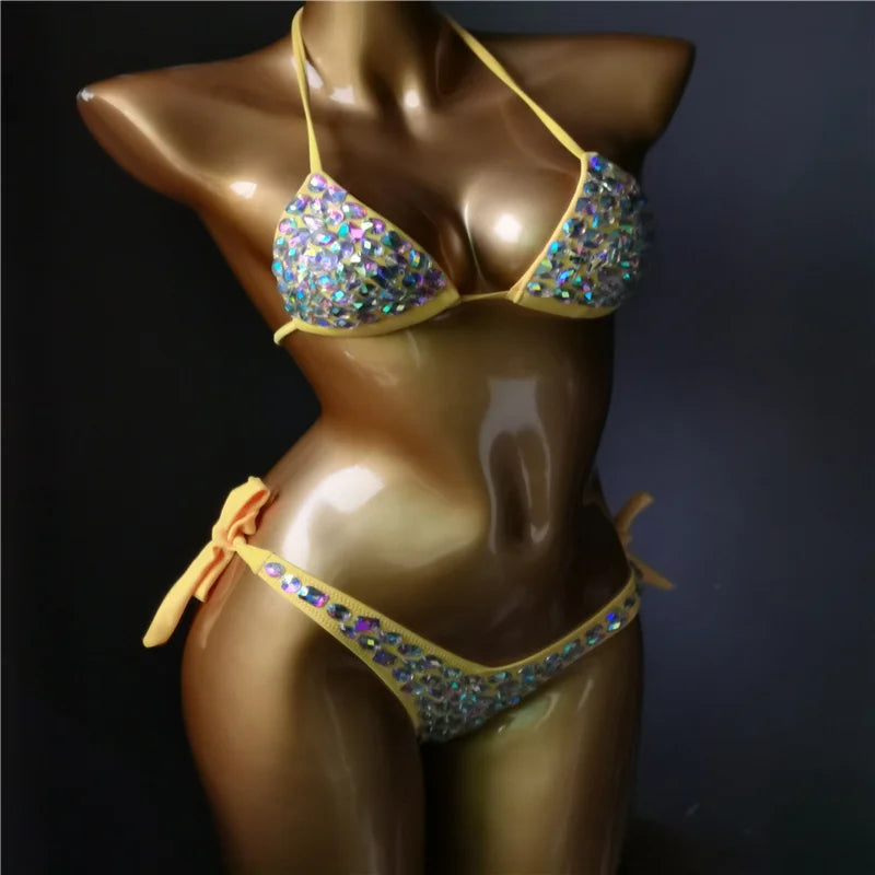 Premium All-Over Rhinestone Glamour Bikini Set – High-Brilliance Crystal Bling Swimwear & Exotic Intimate Set for Beach Clubs & Raves  Product Description