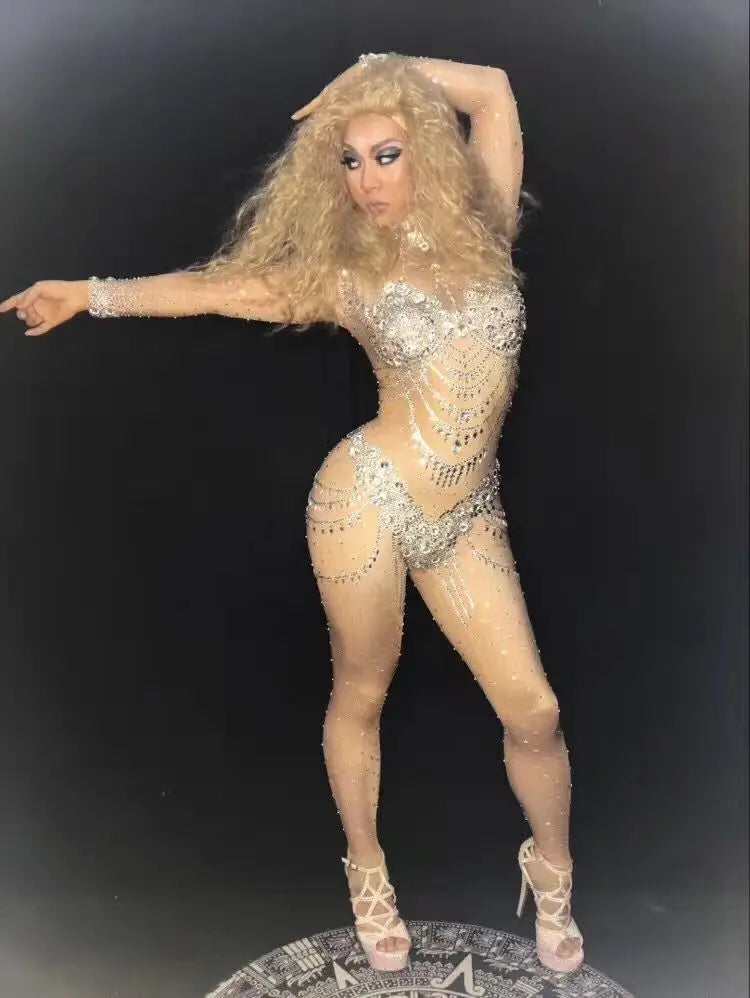 Rhinestone Fitted Performance Jumpsuit