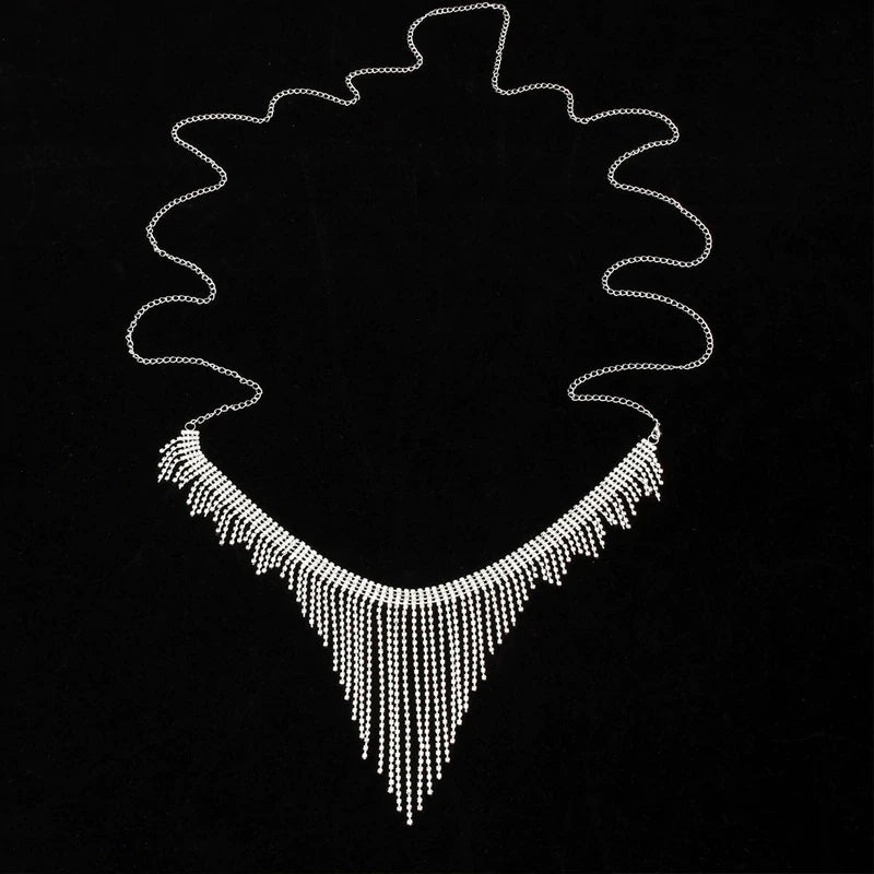 Geometric Rhinestone Tassel Thong Body Chain – Luxury Crystal Lingerie & Shimmering Waist Harness for Raves, Festivals & Beachwear