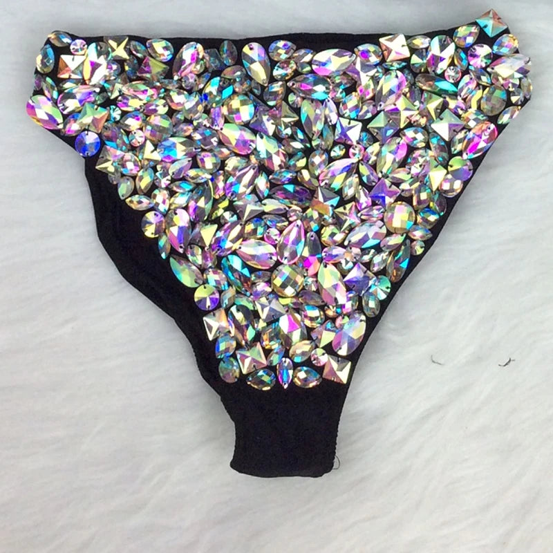 Handmade Samba Carnival AB Crystal Stone High-Waisted Performance Panties