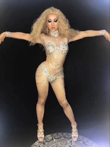 Rhinestone Fitted Performance Jumpsuit