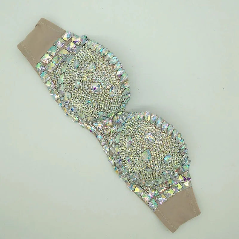 Premium Crystal Pavé Performance Top – Dense Rhinestone Bling Bralette & Stage Costume Accent for Singers, Showgirls & Raves