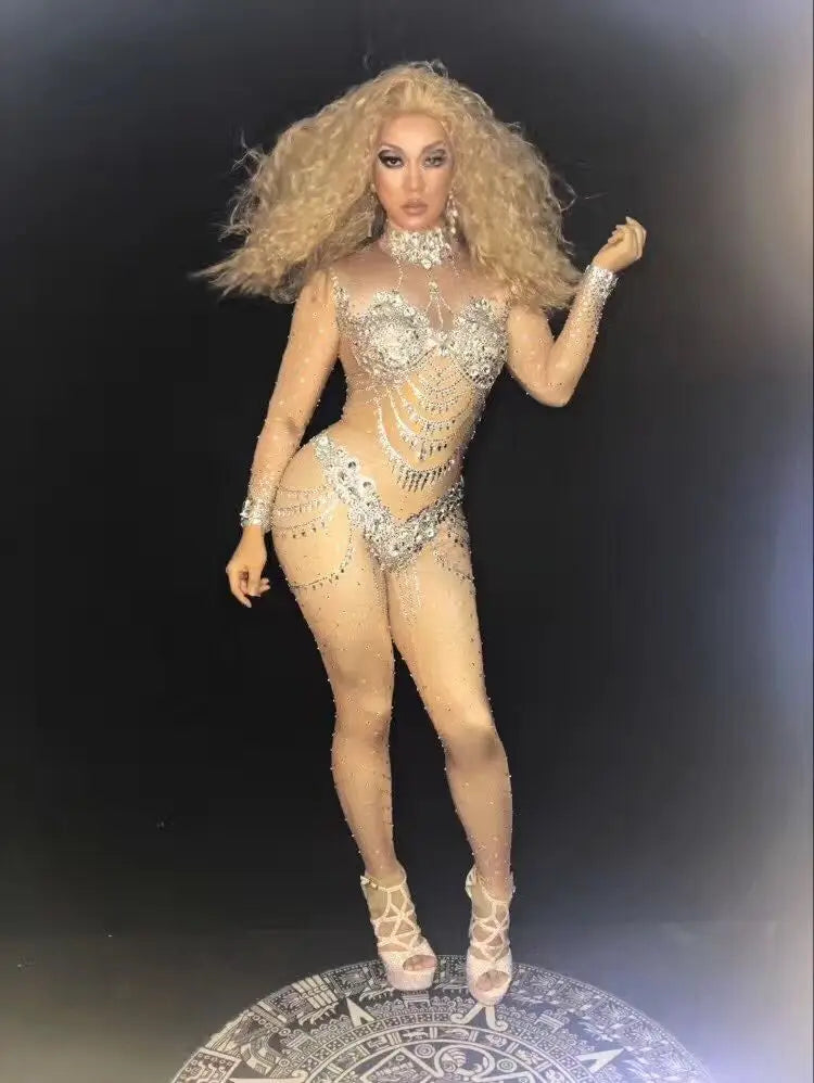 Rhinestone Fitted Performance Jumpsuit