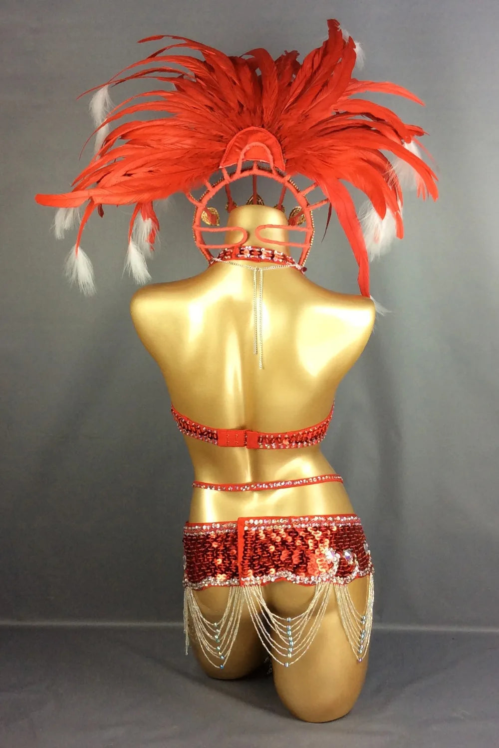 Samba Queen Rio Carnival Costume Set with Feather Headdress & Accessories