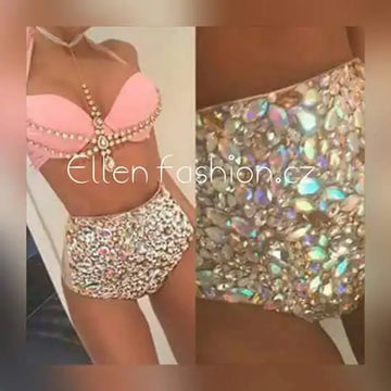 Geometric Rhinestone Cage Harness Set – Shimmering Crystal Performance Bra & Belt Set for GoGo Dancers, Festivals & Raves