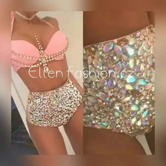 Geometric Rhinestone Cage Harness Set – Shimmering Crystal Performance Bra & Belt Set for GoGo Dancers, Festivals & Raves