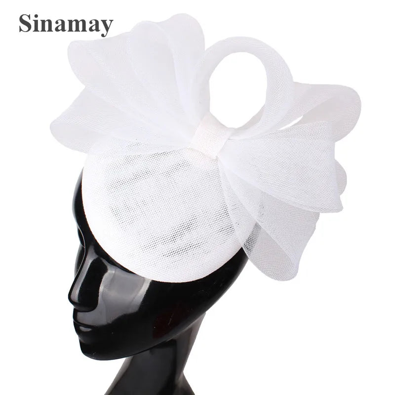 18cm Elegant Sinamay Bow Fascinator Hairpin Kentucky Derby Cocktail Hat Headpiece