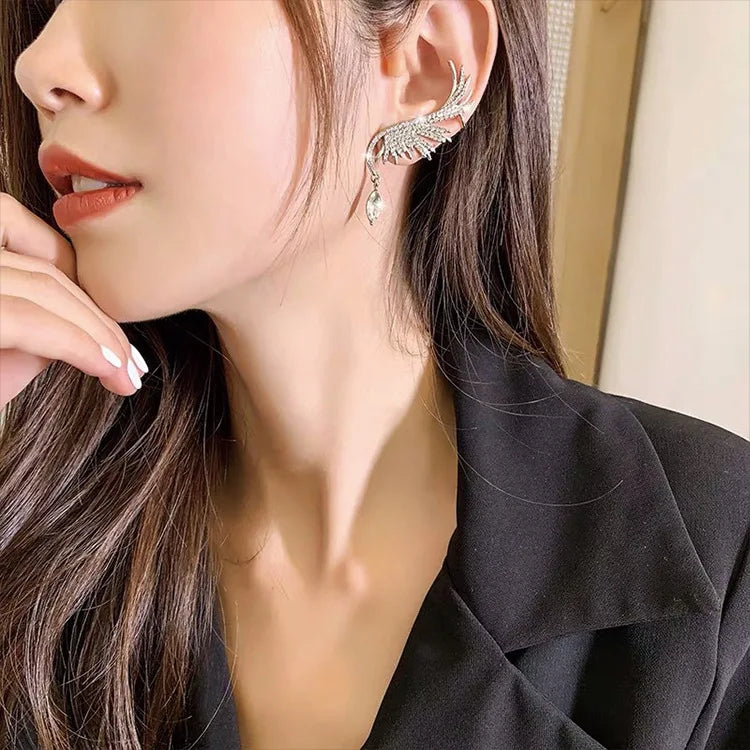Angel Wing Crystal Tassel Earrings