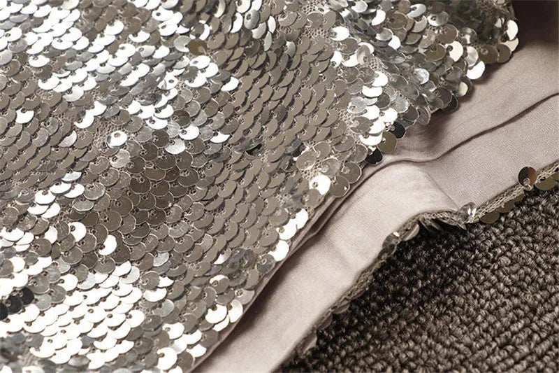 Sparkly Sequin High-Waisted O-Ring Zip Bodycon Shorts Stage Costume