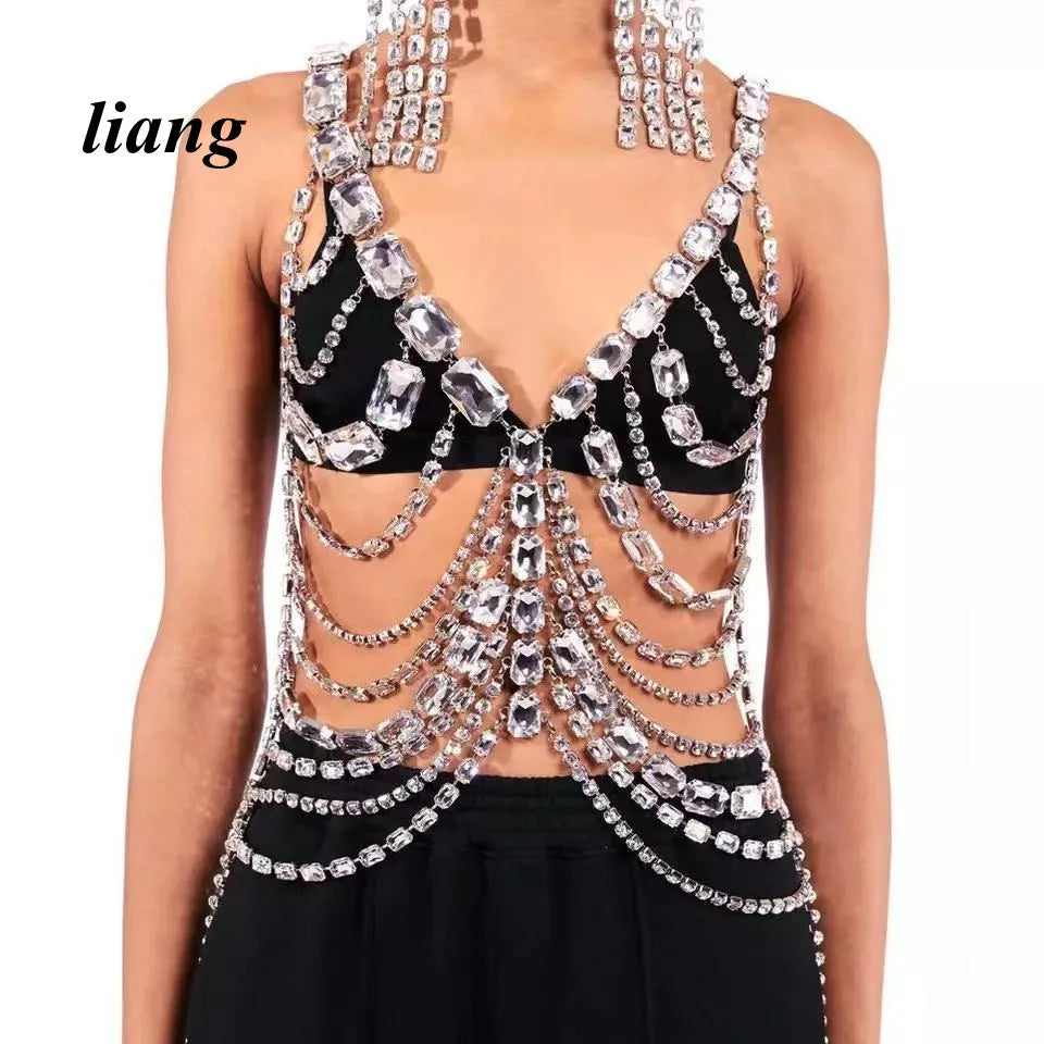 Red Rhinestone Bra & Thong Costume Jewelry
