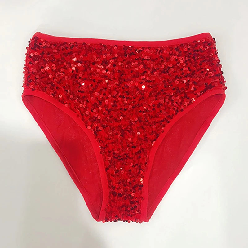 Sequined High-Waist Pole Dance Shorts & Gogo Performance Bottoms