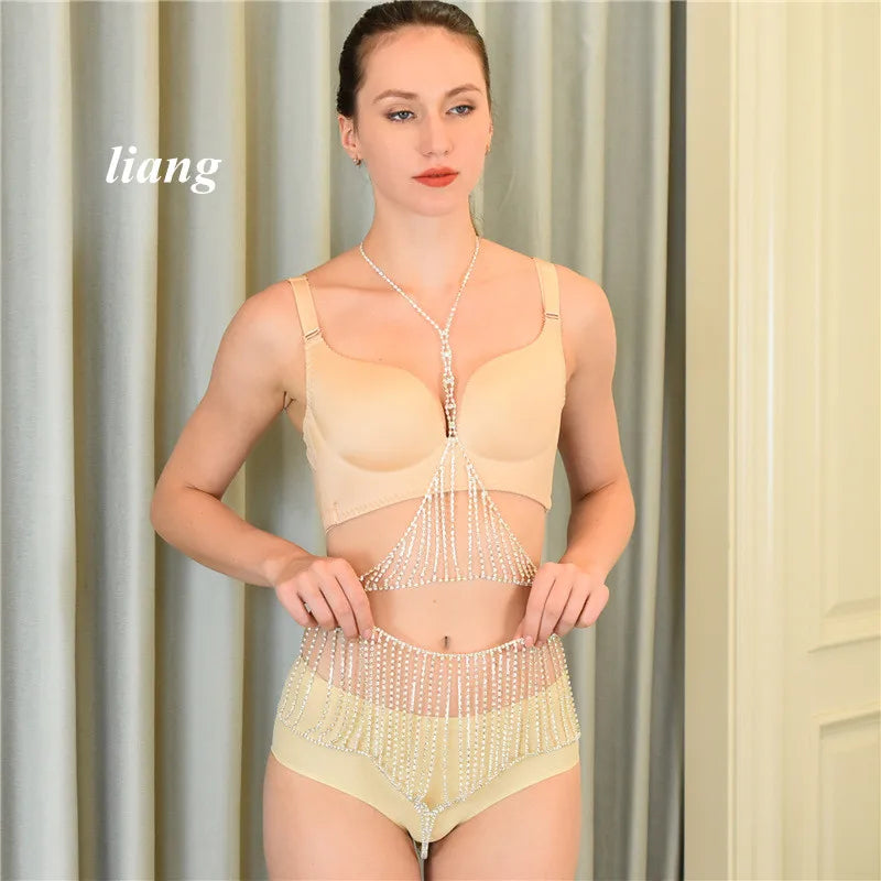 Crystal Tassel Bra & Thong Body Chain