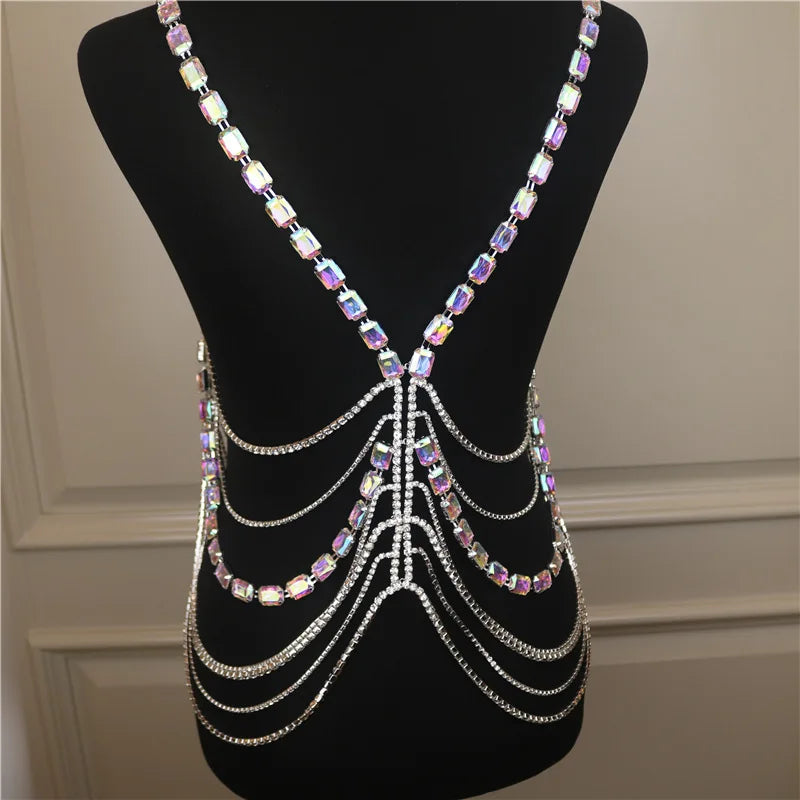 Red Rhinestone Bra & Thong Body Jewelry
