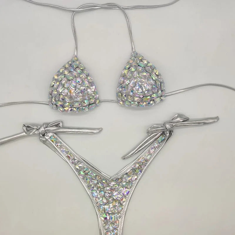 Premium All-Over Rhinestone Glamour Bikini Set – High-Brilliance Crystal Bling Swimwear & Exotic Intimate Set for Beach Clubs & Raves  Product Description