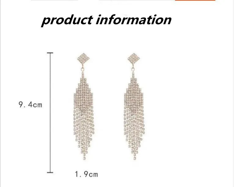 Vintage Crystal Tassel Drop Earrings – Elegant Geometric Multi-Strand Statement Earrings for Weddings, Galas & Evening Wear
