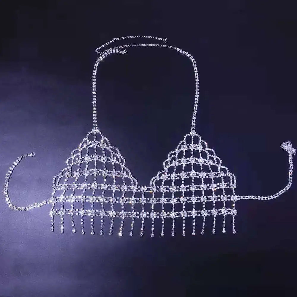 Openwork Teardrop Crystal Bra Body Chain