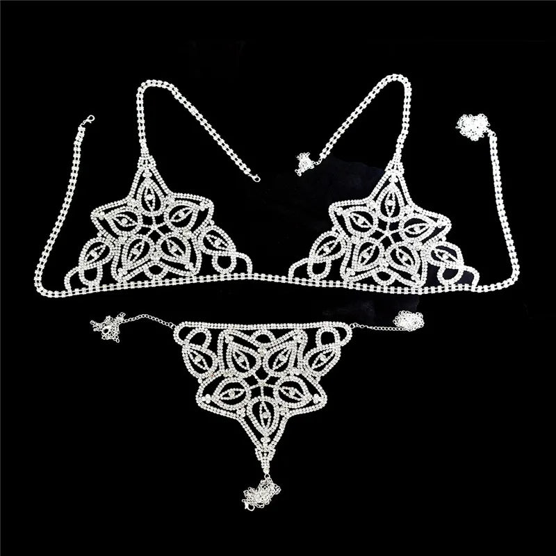 Rhinestone Bra & Thong Body Jewelry