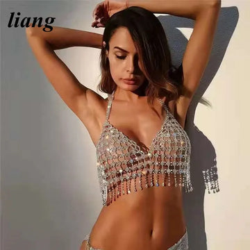 Openwork Teardrop Crystal Bra Body Chain