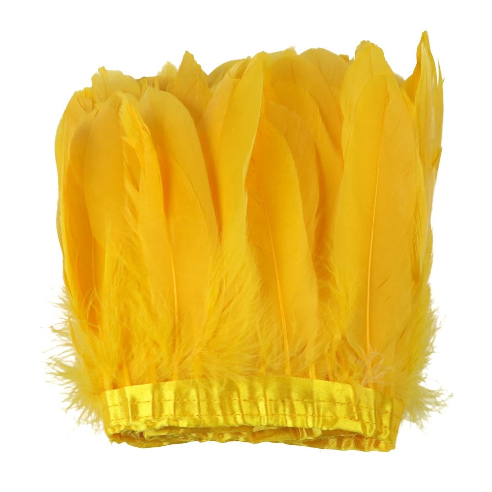 Natural Dyed Goose Feather Trim Fringe Ribbon