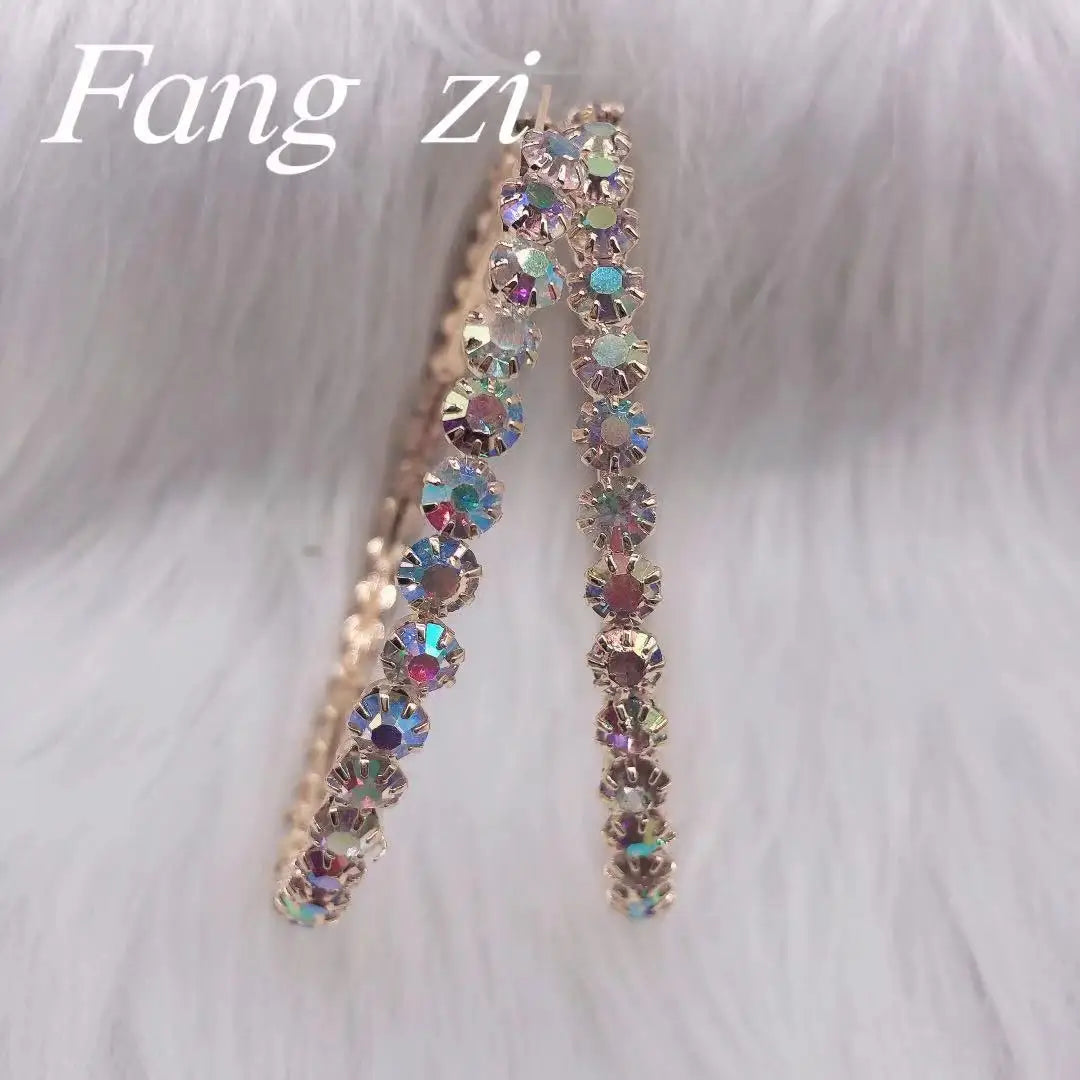 Round Single Row Rhinestone Earrings