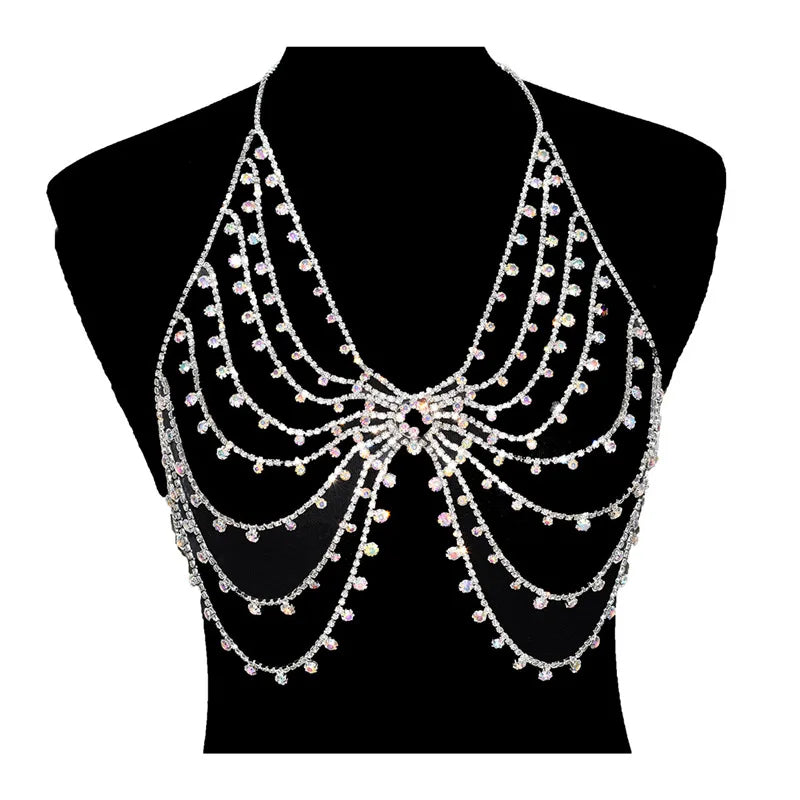 Multilayer Crystal Bra & Thong Body Jewelry
