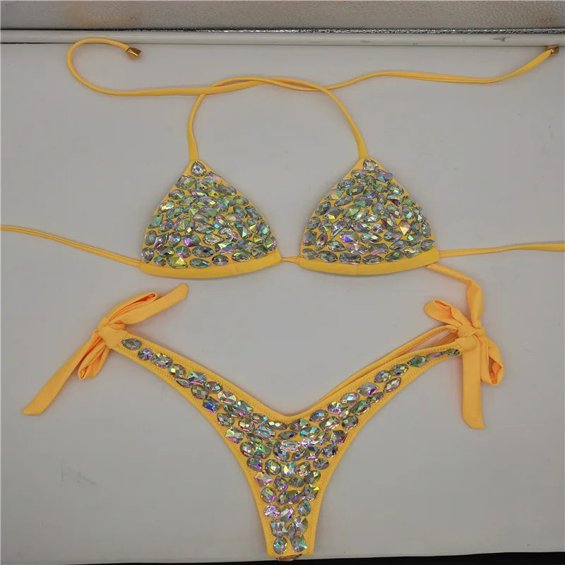 Luxury Rhinestone Heavy Tassel Performance Set – Shimmering Crystal Fringe Bra & Belt Costume for GoGo Dancers & Showgirls