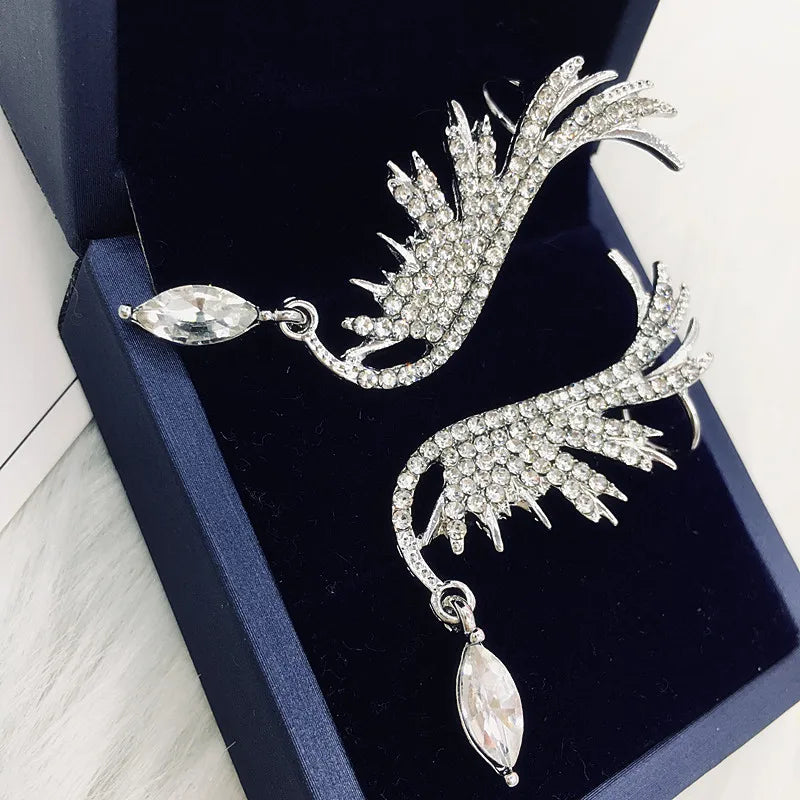 Angel Wing Crystal Tassel Earrings
