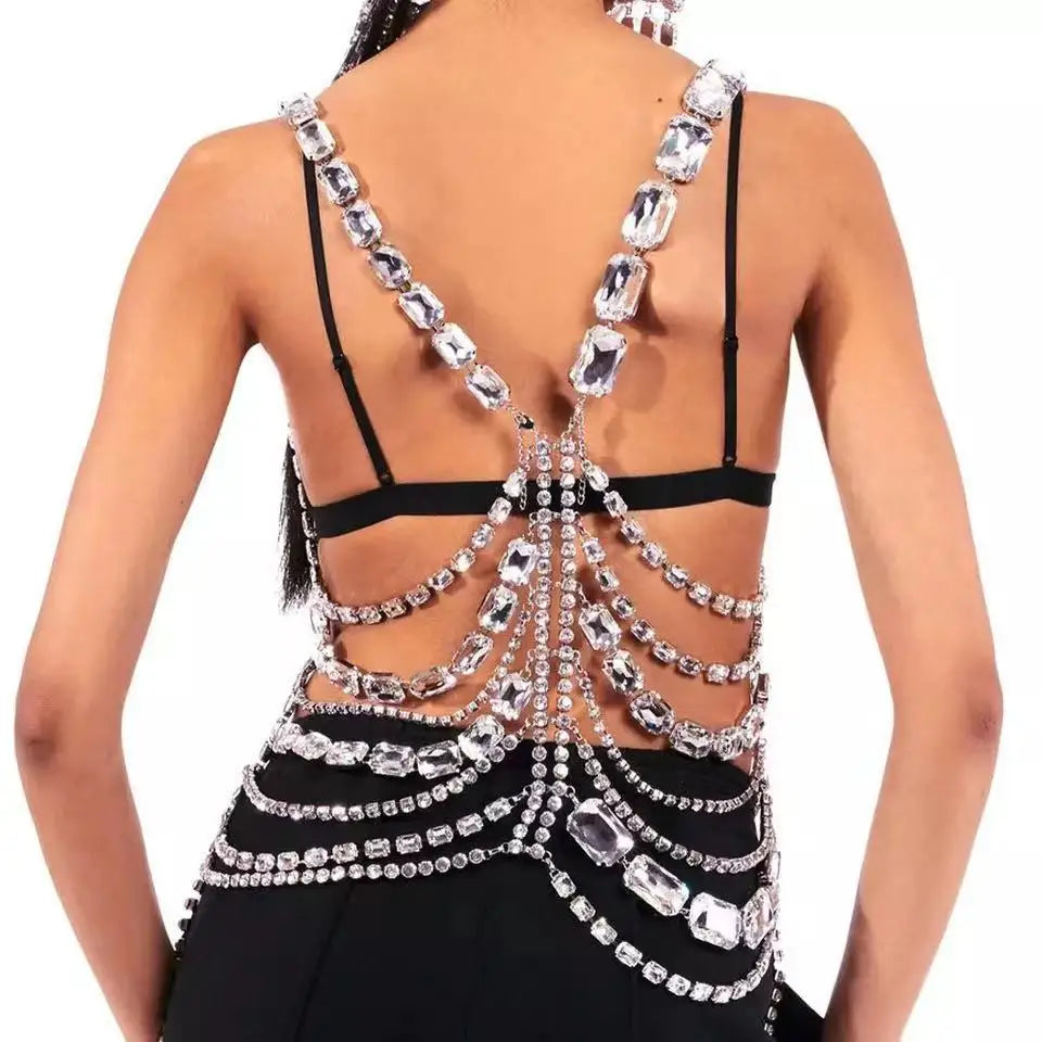 Red Rhinestone Bra & Thong Body Jewelry