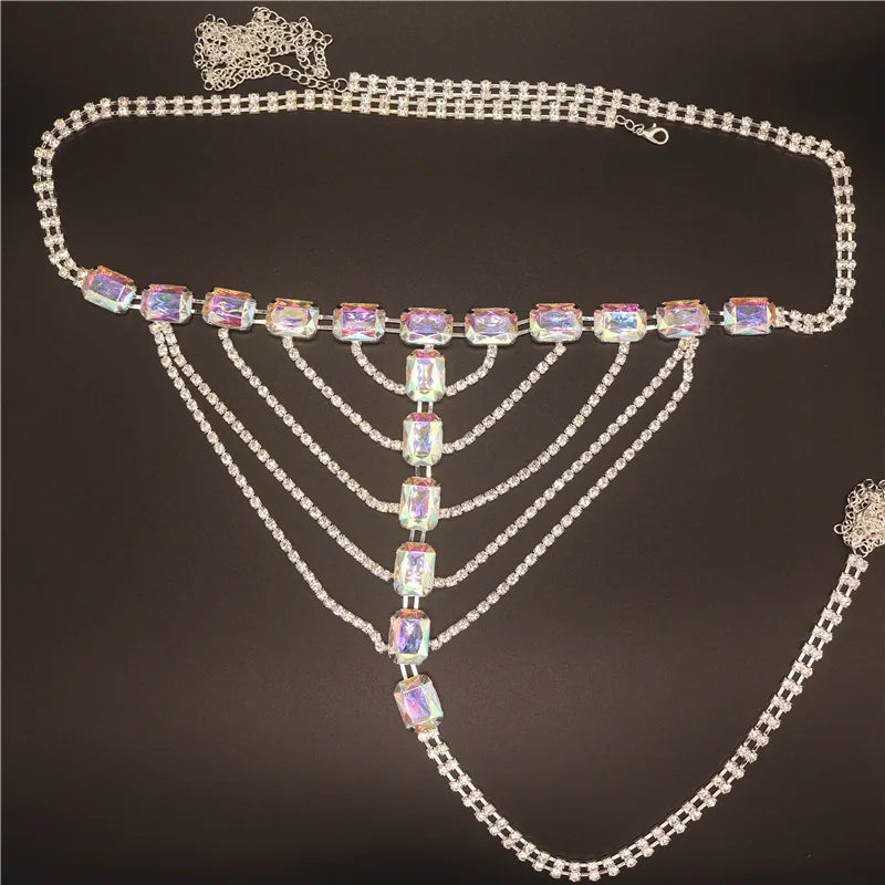 Red Rhinestone Bra & Thong Body Jewelry