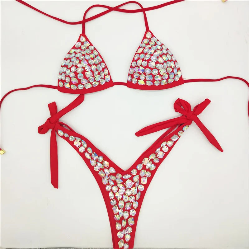 Premium All-Over Rhinestone Glamour Bikini Set – High-Brilliance Crystal Bling Swimwear & Exotic Intimate Set for Beach Clubs & Raves  Product Description