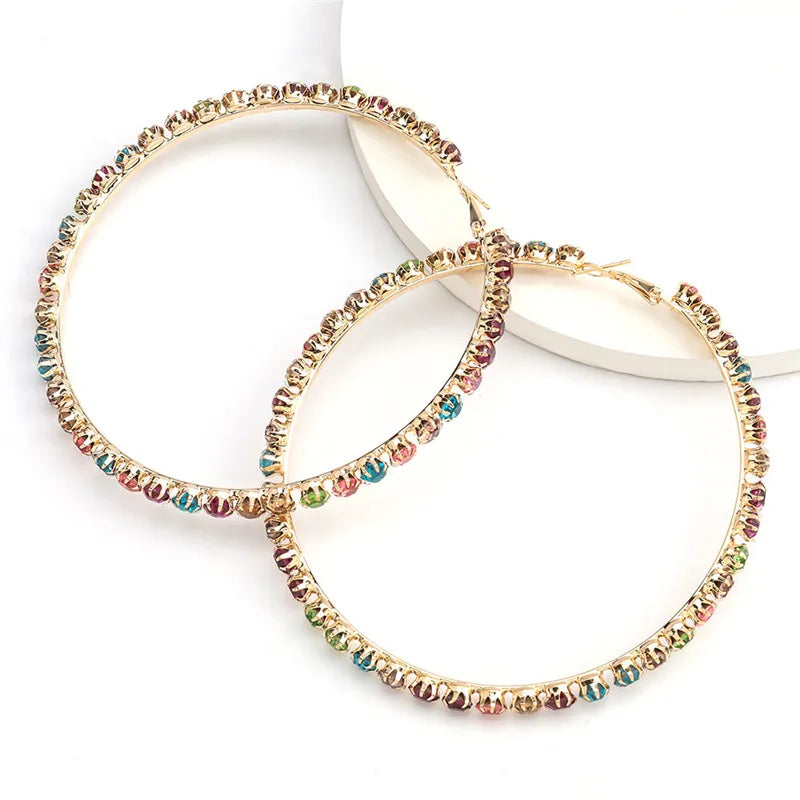 Round Single Row Rhinestone Earrings