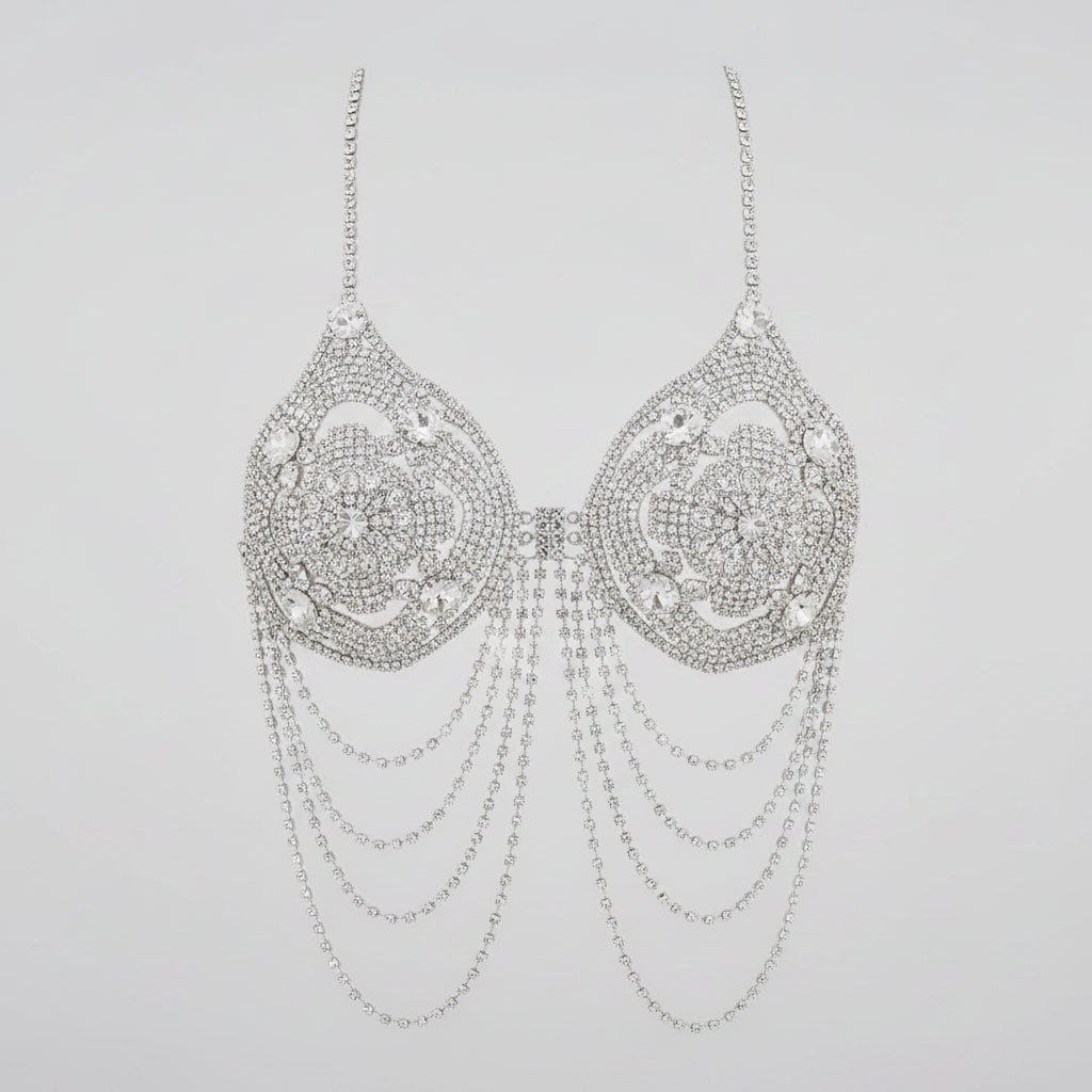 Dazzling Crystal Tassel Bra Chain & Skirt Bikini Body Jewelry Set