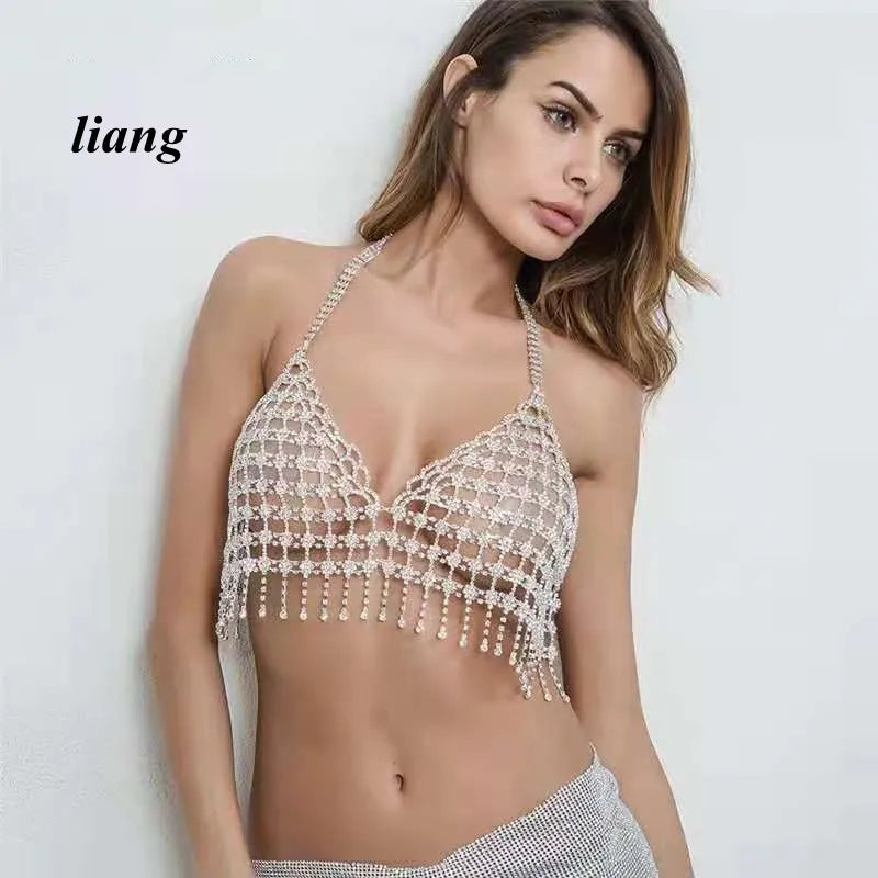 Openwork Teardrop Crystal Bra Body Chain