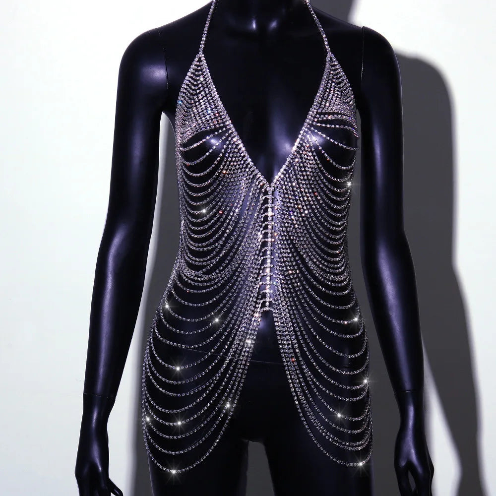 Adjustable Multilayer Rhinestone Bra Chain