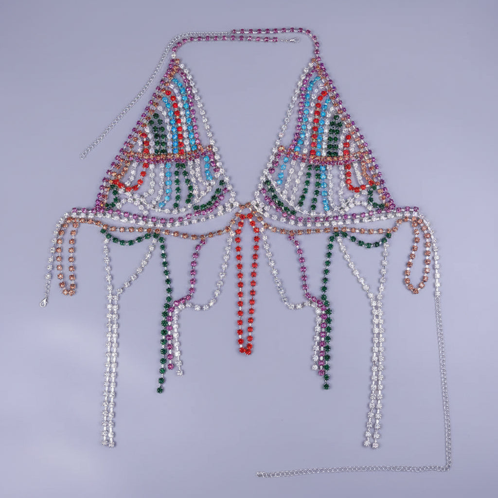 Luxury Crystal Tassel Chest & Waist Chain Bikini Jewelry Set