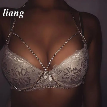 Cross-Front Crystal Body Chain