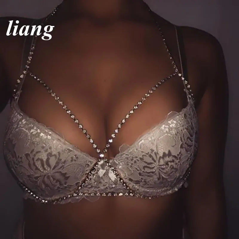 Cross-Front Crystal Body Chain