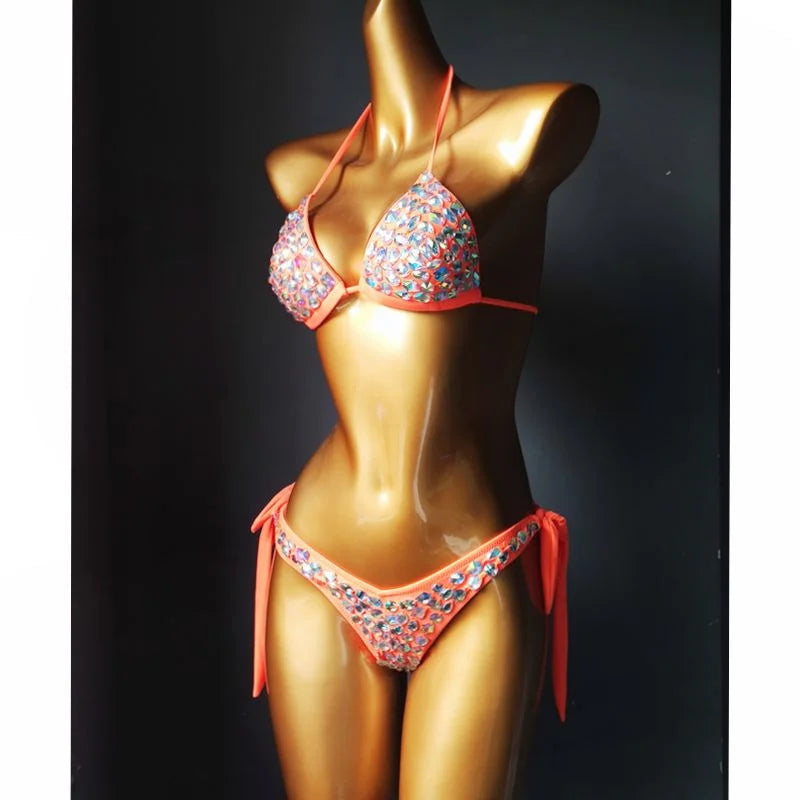 Premium All-Over Rhinestone Glamour Bikini Set – High-Brilliance Crystal Bling Swimwear & Exotic Intimate Set for Beach Clubs & Raves  Product Description