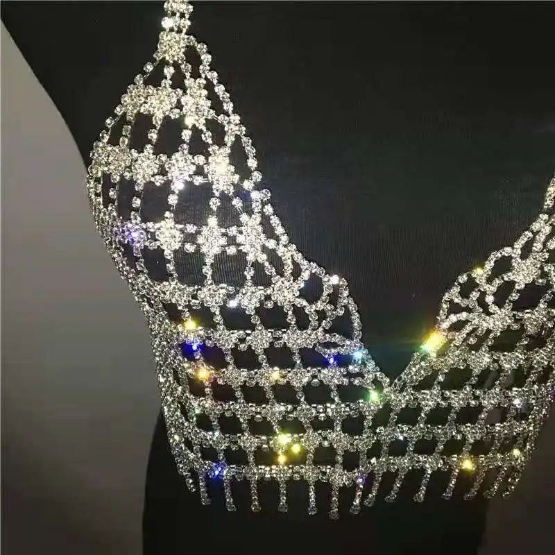Openwork Teardrop Crystal Bra Body Chain